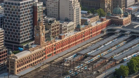 Timelapse of Melbourne Flinders Street Railway Station Stock Footage