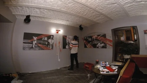 Timelapse Of A Men Drawing Stock Footage 101664705