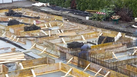 Timelapse of men working at construction site Stock Footage 85159366