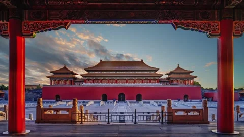 Timelapse of Meridian Gate at Sunset, Forbidden City Stock Footage 332659850