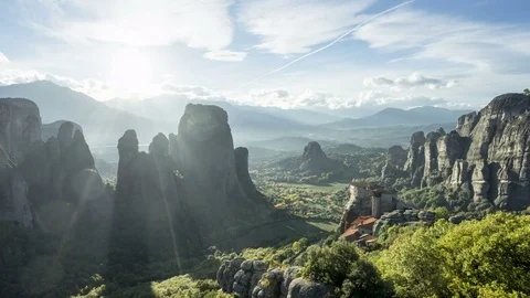 Timelapse Meteora monasteries in Greece Video stock 75125454
