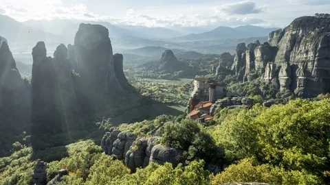 Timelapse Meteora monasteries in Greece Stock Footage 75206059