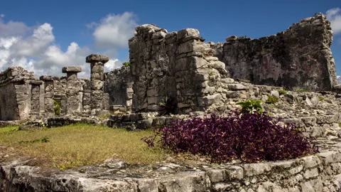 Timelapse Mexico: Mayan Temple in Tulum Stock Footage 146283460