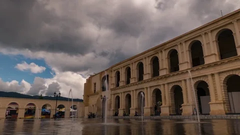 Timelapse in Mexico, San Cristobal de las Casas at Palacio Municipal with clouds Stock Footage 81850830