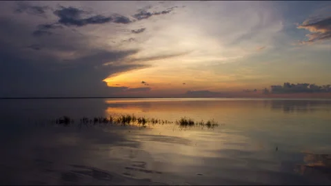 Timelapse Mexico: Sunset in Isla Blanca Stock Footage 146282923