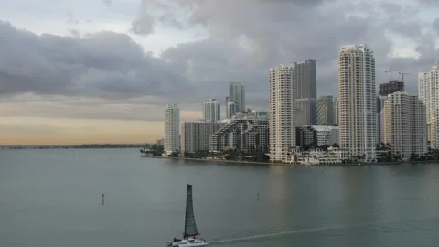 Timelapse of Miami Harbor with Soft Sunset Colors Stock Footage 302219062