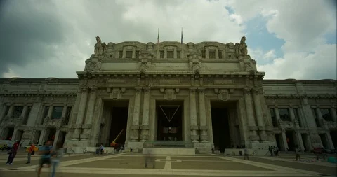 Timelapse of Milan Central Train Station in Milan, Italy Stock Footage 99106933