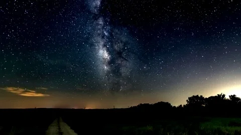 Timelapse of Milkway over a Texas farm Stock Footage