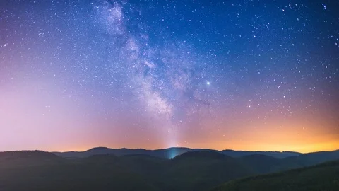 Timelapse of the milky way at Bükk, Hungary, 4K Stock Footage
