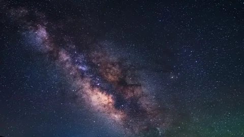 Timelapse of the Milky Way galaxy shining in the starry sky Stock Footage 243360571