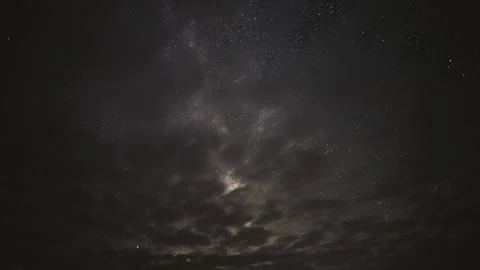 Timelapse of the Milky Way moving through the night sky among clouds Stock Footage 146502869