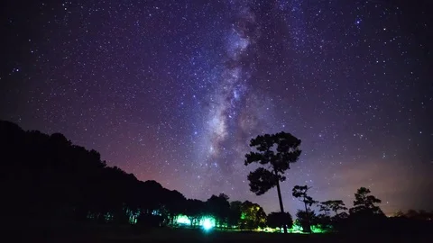 Timelapse Milky Way at Phu Hin Rong Kla National Park,Phitsanulok Thailand Stock Footage 69220945