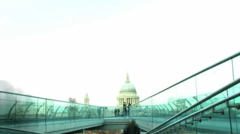 Timelapse of the Millenium Bridge in London 2011 Stock Footage 10561649