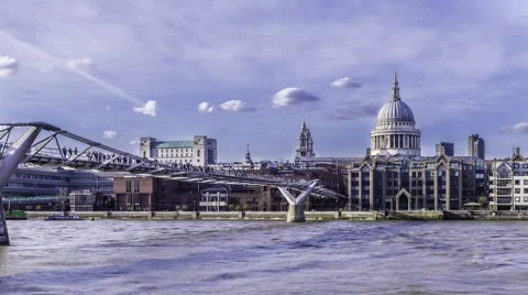 Timelapse of the Millennium bridge in London Stock Footage 51973203
