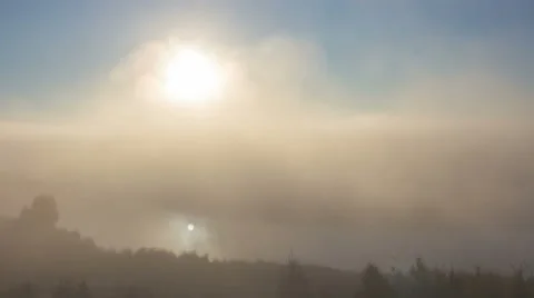 Timelapse of mist rises over the wild river. The sun had not yet risen Stock Footage 65183549