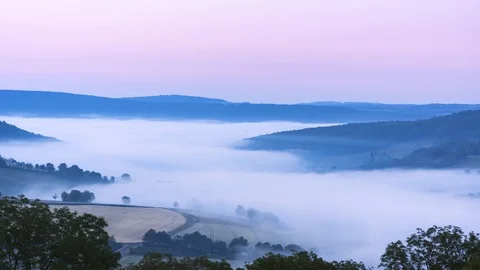 Timelapse of mist at sunrise Stock Footage 123536675