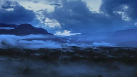Timelapse of misty mountain in Borneo in the evening Stock Footage 47014140