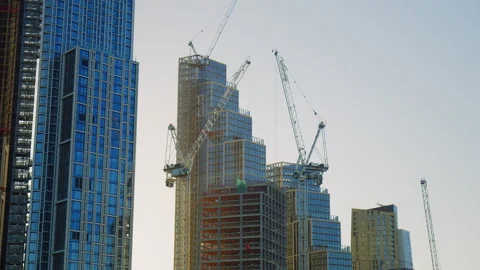 Timelapse of a modern London Construction Project in Vauxhall, Central London. Stock Footage 168848930
