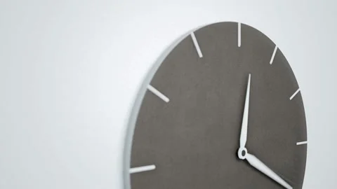 Timelapse of Modern minimalistic concrete clock on white wall 動画素材 94899685