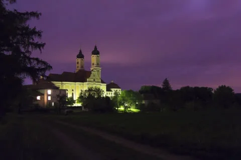 Timelapse Monastery of Roggenburg by Night Stock Footage 26220198