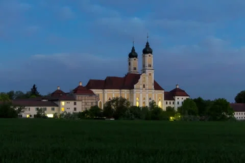 Timelapse Monastery of Roggenburg Sunset Stock Footage 26310018