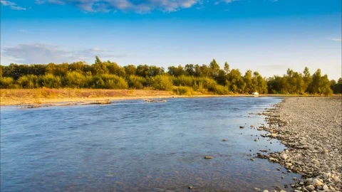 Timelapse montain river to sunset Stock Footage 69770706
