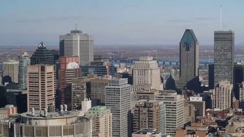 Timelapse of Montreal Downtown Skyline Stock Footage