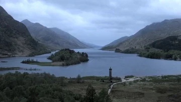 Timelapse of Monument Tower at the head of Scottish Highlands Loch Lake Stock Footage 85951838