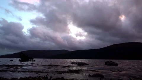 Timelapse of moody clouds over Loch Lomond Stock Footage 169724901