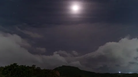 Timelapse - Moon with clouds moving in front 4K30 Stock Footage 268974678