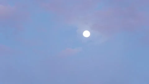 Timelapse of the moon that moves at dawn until it disappears in the morning. Stock Footage 230579033