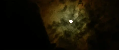 Timelapse of moon over dark dramatic clouds in night sky, anamorphic time lapse Stock Footage 194483518