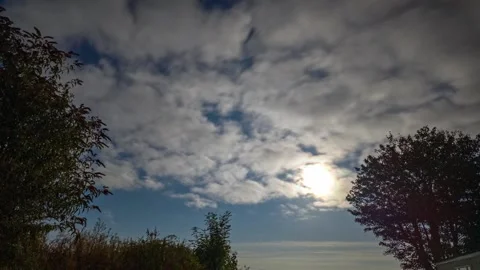 Timelapse moon passes behind clouds over trees in the United Kingdom Stock Footage 340893913