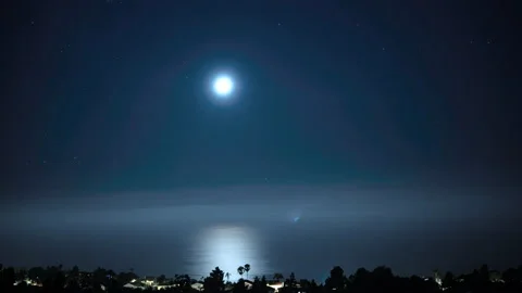 Timelapse of Moon Setting over Ocean Stock Footage 222796643