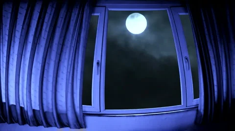 Timelapse moon through spooky windows Stock Footage 980517