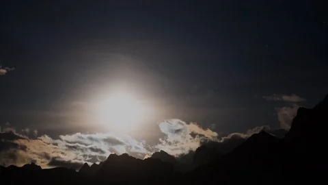 Timelapse of moon at the time of full moon in himalaya Stockbeeldmateriaal 121961797