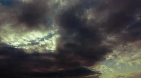 Timelapse morning dramatic heavy dark storm clouds overhead Stock Footage 49943019