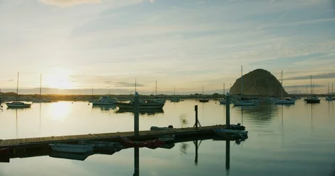 Timelapse of Morro Rock during sunset at Morro Bay, California Stock Footage 99146675