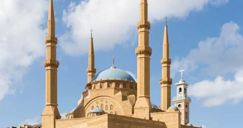 Timelapse of mosque and church, Beirut, Lebanon Stock Footage 163370341