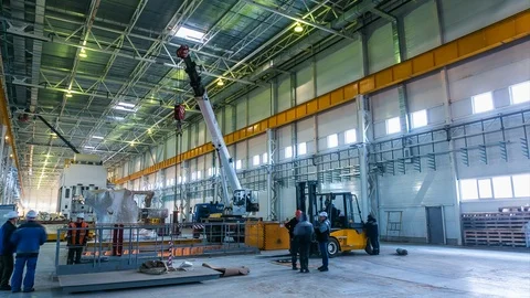 Timelapse motion along warehouse under construction Stock Footage 103194018