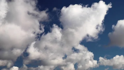Timelapse motion of large cumulus clouds on blue sky. Fast moving clouds Stock Footage 150745903
