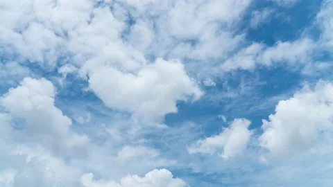 Timelapse motions sky and clouds, Puffy fluffy white clouds. time lapse. Stock Footage