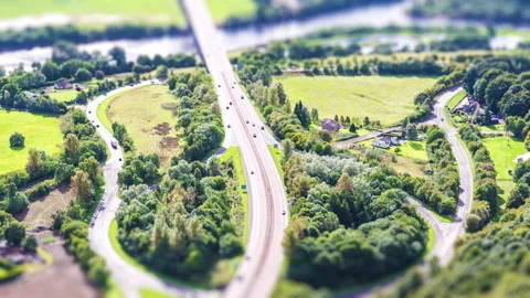 Timelapse Of Motorway Traffic Passing Through Rural Countryside Stock-Footage 233852672