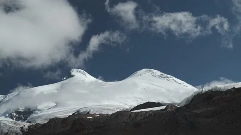 Timelapse of Mount Elbrus with a cap of clouds. Stock Footage 138577365