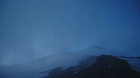 Timelapse of Mount Elbrus with a cap of clouds. Stock Footage 143682451