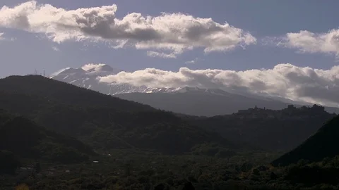 Timelapse of the Mount Etna whit snow	 Stock Footage 125986187