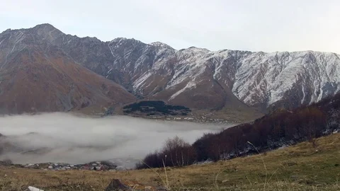 Timelapse of mount Kazbegi Stock Footage 69904218