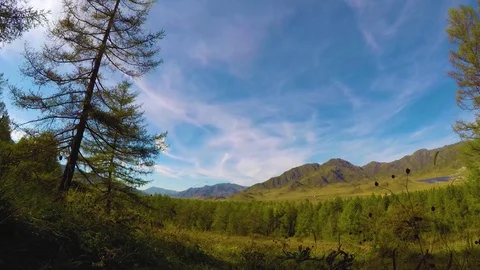 Timelapse of mountain with beautiful cloudy sky in the Altai Mountains, Siberia Stock Footage 79764438
