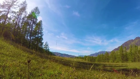 Timelapse of mountain with beautiful cloudy sky in the Altai Mountains, Siberia Stock Footage 79772289