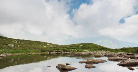 Timelapse of Mountain lake landscape with clouds at Poggio Frassati 動画素材 64587727